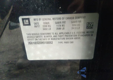 2017 Cadillac Xts W20 Livery Package из США, поврежденный, VIN 2G61U5S30H9198662